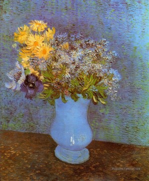 Vase avec des marguerites Lilas et des anémones Vincent van Gogh Peinture à l'huile